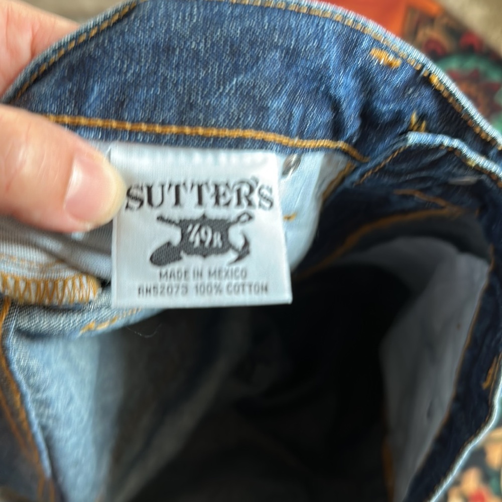 Sutters Copper Riveted Jeans Juniors size 7 cotton denim cropped dark wash - Picture 9 of 9